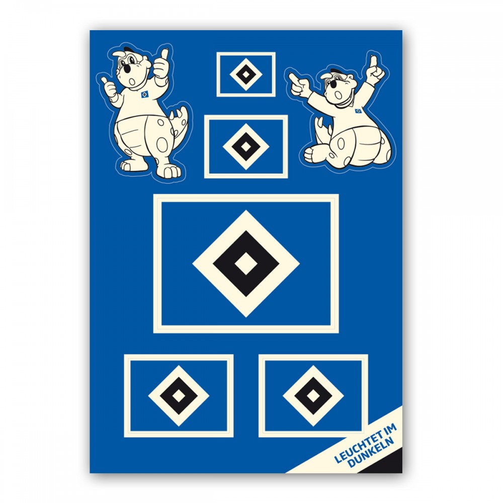 HSV Aufkleber-Set "Nachleuchtend"